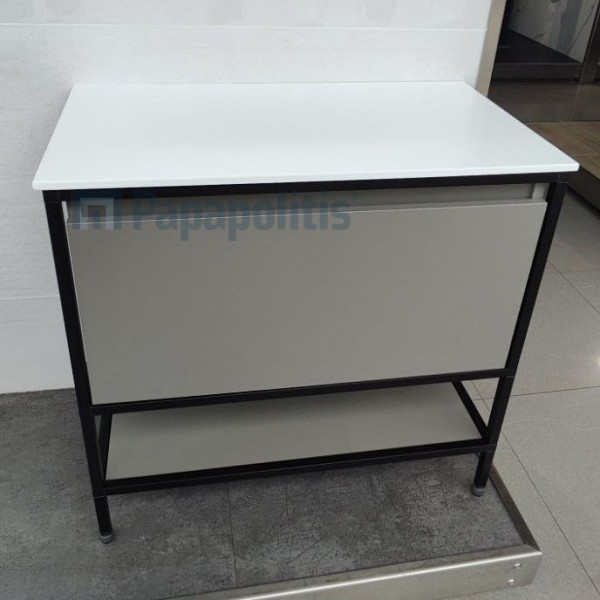 Βάση επίπλου χωρίς νιπτήρα 80x46x85 από MDF PET με πάγκο Solid, Lacato Light Grey επιδαπέδιου τύπου, χρώμα: Γκρι Βάσεις επίπλου χωρίς νιπτήρα