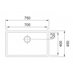 Νεροχύτης solid surface 70x40 χωρίς πάγκο υποκαθήμενος, 1 γούρνα (75x45cm) pure white, χρώμα: Λευκό Solid Surface
