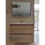 Bathroom furniture set with washbasin 80x60x46 material: Wood composite wall mounted, color: Wood Oak Bathroom furniture sets