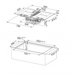 Εστίες με απορροφητήρα Black με γρίλιες Stainless Steel 83x52 Εστίες