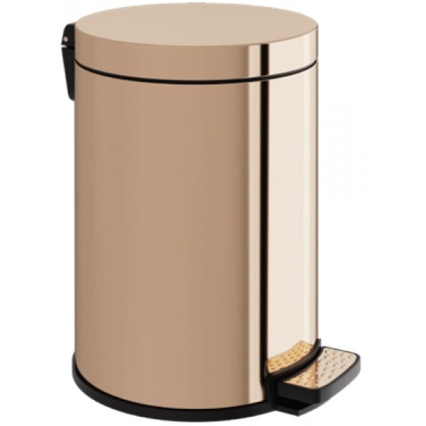 Χαρτοδοχείο soft close, Rose Gold Gloss από ορείχαλκο 6 lt επιδαπέδιος τύπος κλειστό, χρώμα: Ροζ Χρυσό επιφάνεια: Γυαλιστερή Χαρτοδοχεία
