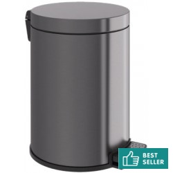 Waste bin material: Brass 6 lt Closed Floor standing, color: Grey surface: Brushed
