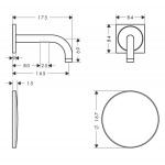 Wash basin tap Wall-mounted - external part 1 hole electronic Without waste, color: Chrome material: Brass surface: Glossy Wall-mounted - external part Wash basin tap Wall-mounted - external part 1 hole electronic Without waste, color: Chrome material: Brass surface: Glossy Wall-mounted - external part