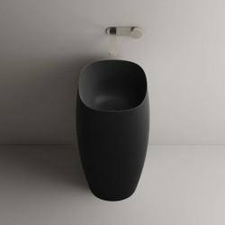 Νιπτήρας επιδαπέδιος 42,5x42,5x90 από πορσελάνη χωρίς οπή, χωρίς υπερχείλιση Nero Matt, χρώμα: Μαύρο επιφάνεια: Ματ Επιδαπέδιοι