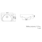 Washbasin Wall-mounted 41x26 With 1 bowl With hole on the right Without overflow material: Porcelain, color: White surface: Glossy Wall-mounted