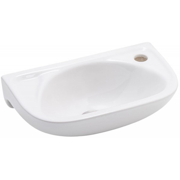 Washbasin Wall-mounted 41x26 With 1 bowl With hole on the right Without overflow material: Porcelain, color: White surface: Glossy Wall-mounted