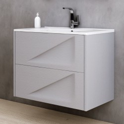 Furniture base with washbasin 80x46x60 material: MDF PET 1 basin wall mounted, color: Wood Grey Cabinets with wash basin