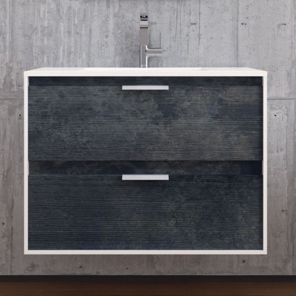 Furniture base with washbasin 80x46x60 material: Wood composite 1 basin wall mounted, color: Wood Grey Furniture base with washbasin 80x46x60 material: Wood composite 1 basin wall mounted, color: Wood Grey