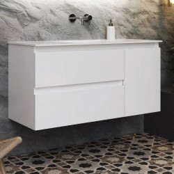 Furniture base with washbasin 120x46x60 material: MDF PET 1 basin wall mounted, color: White Cabinets with wash basin