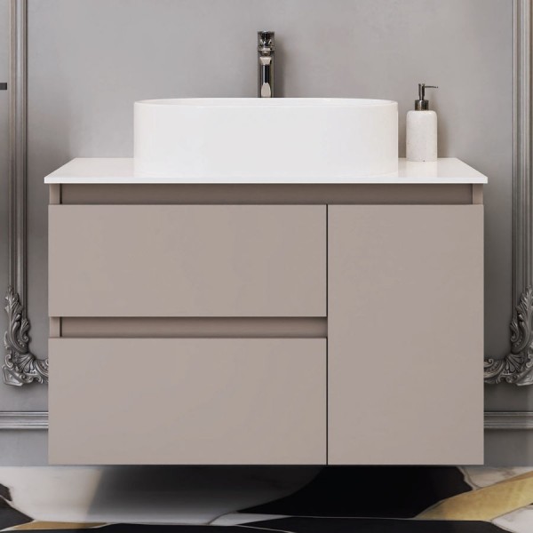 Furniture base without washbasin 90x46x60 material: MDF PET wall mounted, color: Beige Cabinets without wash basin Furniture base without washbasin 90x46x60 material: MDF PET wall mounted, color: Beige Cabinets without wash basin