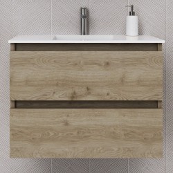 Furniture base with washbasin 80x46x60 material: Wood composite 1 basin wall mounted, color: Wood Oak Cabinets with wash basin