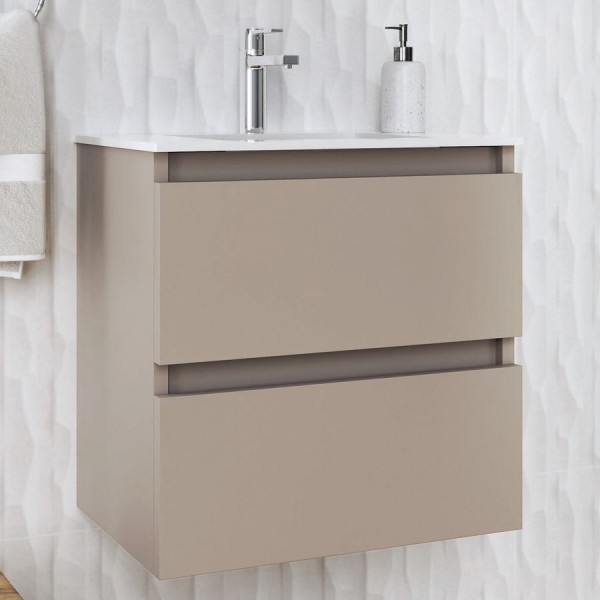 Furniture base with washbasin 60x46x60 material: MDF PET 1 basin wall mounted, color: Beige Cabinets with wash basin
