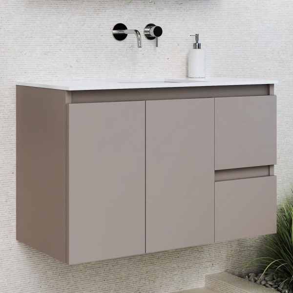 Furniture base with washbasin 90x46x60 material: MDF PET 1 basin wall mounted, color: Grey Cabinets with wash basin Furniture base with washbasin 90x46x60 material: MDF PET 1 basin wall mounted, color: Grey Cabinets with wash basin