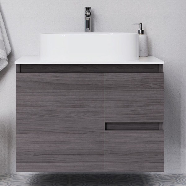 Furniture base without washbasin 80x46x60 material: Wood composite wall mounted, color: Wood Grey Cabinets without wash basin