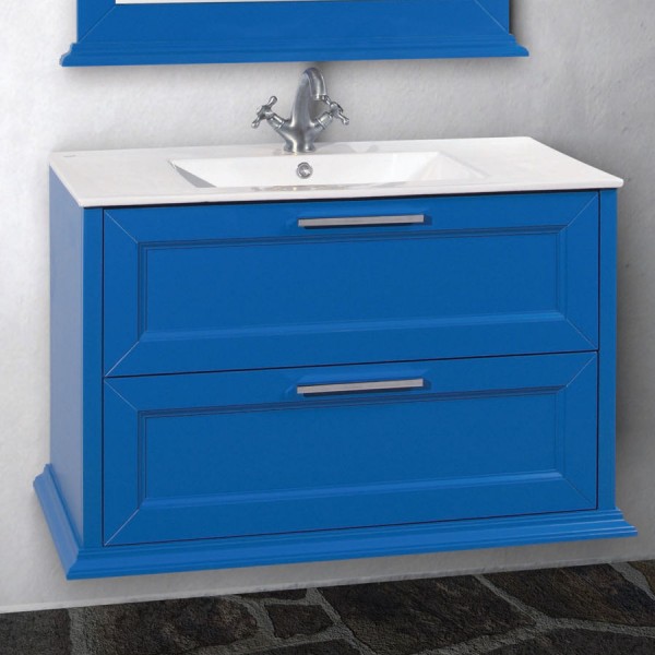 Furniture base with washbasin 90x47x60 material: Wood composite 1 basin wall mounted, color: Blue Cabinets with wash basin Furniture base with washbasin 90x47x60 material: Wood composite 1 basin wall mounted, color: Blue Cabinets with wash basin