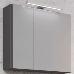 Καθρέπτης, σχήμα: Ορθογώνιο 70x55x15 από MDF PET με ντουλάπι, Lacato Grey, χρώμα: Γκρι Καθρέπτες μπάνιου
