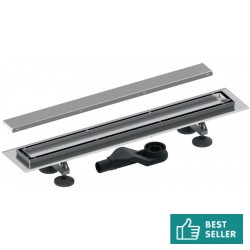 Αυλάκι ντουζιέρας (σχάρα) & κάλυμμα & μεμβράνη οσμών & παγίδα & ποδαράκια, extra flat από inox 80cm, χρώμα: Χρωμέ Αυλάκια ντουζιέρας