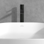 Wash basin tap Deck-mounted for free-standing washbasin material: Brass mixer Without waste, color: Black surface: Matt Deck-mounted Wash basin tap Deck-mounted for free-standing washbasin material: Brass mixer Without waste, color: Black surface: Matt Deck-mounted