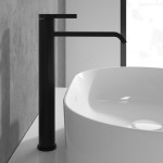 Μπαταρία νιπτήρος επικαθήμενη αναμεικτική από ορείχαλκο για νιπτήρα ελεύθερης τοποθέτησης χωρίς βαλβίδα, χρώμα: Μαύρο επιφάνεια: Ματ Επικαθήμενες