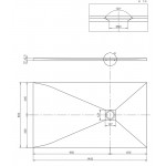 Ντουζιέρα ορθογώνια 140x80x2,7 από χυτό μάρμαρο με βαλβίδα, Beton Mat, χρώμα: Γκρι επιφάνεια: Σαγρέ - Ανάγλυφη Ορθογώνιες