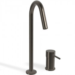 Wash basin tap Deck-mounted L size material: Brass mixer With push-open waste set, color: Black surface: Brushed Deck-mounted