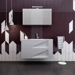 Bathroom furniture set with washbasin 100x46x60 material: Wood composite countertop, color: Grey