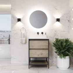 Έπιπλο μπάνιου κομπλέ χωρίς νιπτήρα, 60x45x85 από ξύλο συνθετικό επιδαπέδιου τύπου με πάγκο solid & καθρέφτη, Oak, χρώμα: Ξύλο Δρυς Έπιπλα μπάνιου κομπλέ