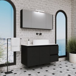 Bathroom furniture set without washbasin 120x46x60 material: MDF PET wall mounted, color: Black Bathroom furniture sets