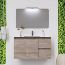 Bathroom furniture set with washbasin 100x46x60 material: Wood composite wall mounted, color: Wood Oak Bathroom furniture sets
