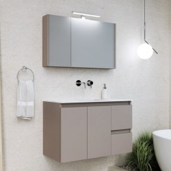 Bathroom furniture set with washbasin 90x46x60 material: Wood composite wall mounted, color: Grey Bathroom furniture sets