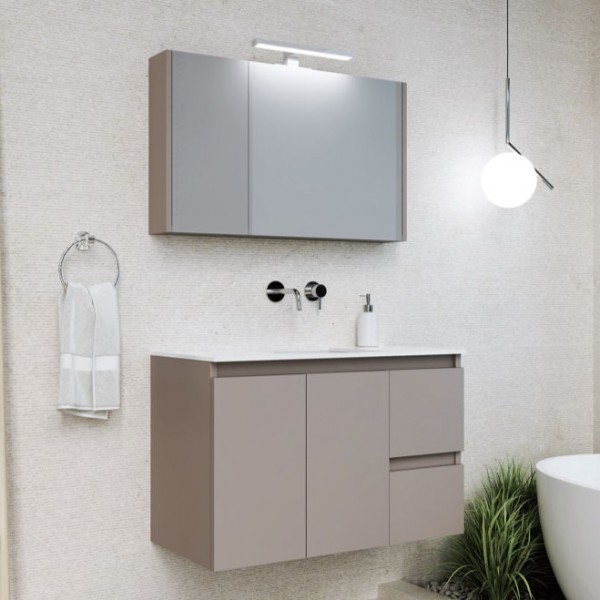 Bathroom furniture set with washbasin 90x46x60 material: Wood composite wall mounted, color: Grey Bathroom furniture sets Bathroom furniture set with washbasin 90x46x60 material: Wood composite wall mounted, color: Grey Bathroom furniture sets