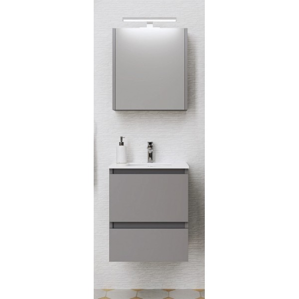 Bathroom furniture set with washbasin 50x46x60 material: MDF PET wall mounted, color: Grey Bathroom furniture sets