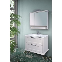 Bathroom furniture set with washbasin 80x47x60 material: Wood composite wall mounted, color: White Bathroom furniture sets