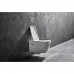 Wall-mounted toilet with shower & toilet seat, style: Wrapover Self-Cleaning simple 54x40 surface: Glossy, color: White Wall-mounted shower-toilets Wall-mounted toilet with shower & toilet seat, style: Wrapover Self-Cleaning simple 54x40 surface: Glossy, color: White Wall-mounted shower-toilets