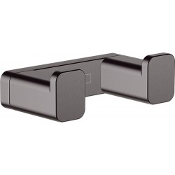 Άγκιστρο από ορείχαλκο διπλό 6,6x 2,1x3,6cm Brushed Black Chrome, χρώμα: Γκρι Σκούρο επιφάνεια: Βουρτσισμένη