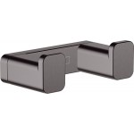 Hook double Flat wall mounted material: Brass 6,6x 2,1x3,6cm, color: Dark Grey surface: Brushed Hooks