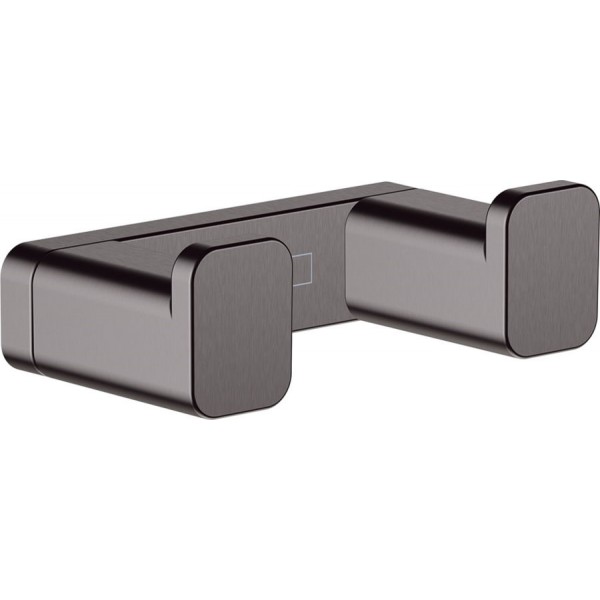 Hook double Flat wall mounted material: Brass, color: Dark Grey surface: Brushed Hooks