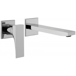 Wash basin tap Wall-mounted - external part 2 holes mixer With push-open waste set, color: Chrome material: Brass surface: Glossy Wall-mounted - external part