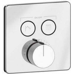Shower tap Wall-mounted external part 2 way material: Brass thermostatic With plate with separate exits without hand shower, hose and holder, color: Chrome surface: Glossy Wall-mounted - external part