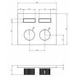 Shower tap Wall-mounted external part 2 way material: Brass thermostatic With plate with separate exits without hand shower, hose and holder push-button on/off control, color: Chrome surface: Glossy Wall-mounted - external part