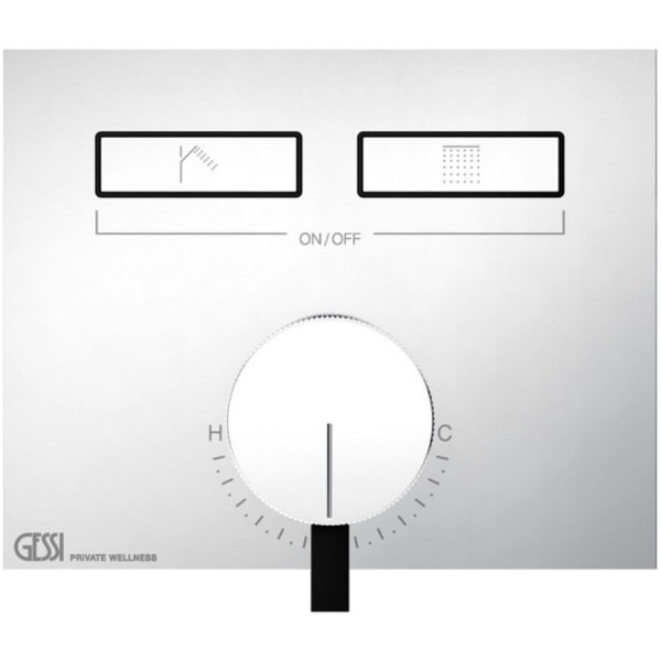 Shower tap Wall-mounted external part 2 way material: Brass thermostatic With plate with separate exits without hand shower, hose and holder, color: Chrome surface: Glossy Wall-mounted - external part