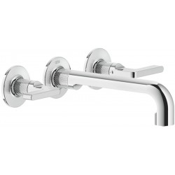 Wash basin tap Wall-mounted - external part 3 holes dual-level Without waste, color: Chrome 20cm material: Brass surface: Glossy Wall-mounted - external part