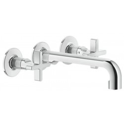 Wash basin tap Wall-mounted - external part 3 holes dual-level Without waste, color: Chrome 19-21cm material: Brass surface: Glossy Wall-mounted - external part
