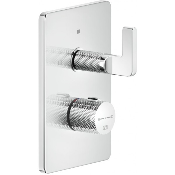Shower tap Wall-mounted external part 2 way material: Brass thermostatic With plate without hand shower, hose and holder, color: Chrome surface: Glossy Wall-mounted - external part