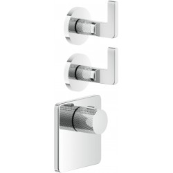 Shower tap Wall-mounted external part 2 way 3 holes material: Brass thermostatic with separate exits without hand shower, hose and holder, color: Chrome surface: Glossy Wall-mounted - external part