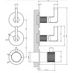 Shower tap Wall-mounted external part 2 way 3 holes material: Brass thermostatic with separate exits without hand shower, hose and holder, color: Chrome surface: Glossy Wall-mounted - external part