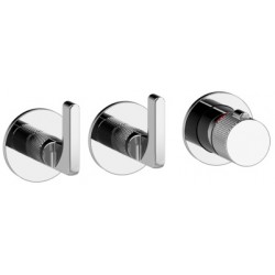 Shower tap Wall-mounted external part 2 way 3 holes material: Brass thermostatic with separate exits without hand shower, hose and holder, color: Chrome surface: Glossy