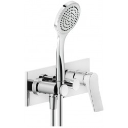 Shower tap Wall-mounted external part 2 way material: Brass mixer with hand shower, hose and holder With plate, color: Chrome surface: Glossy Wall-mounted - external part