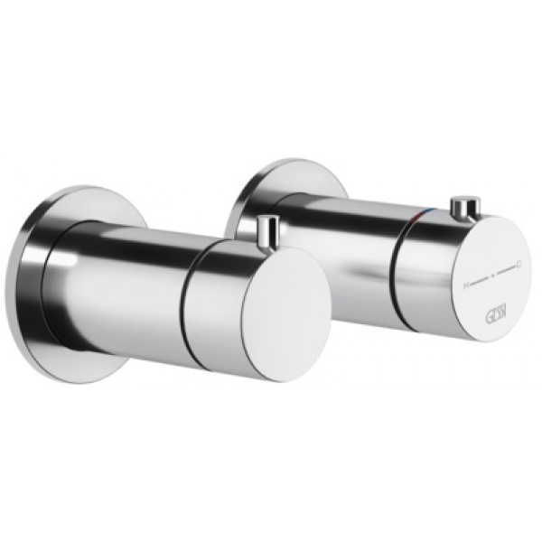 Shower tap Wall-mounted external part 2 holes 2 way material: Brass thermostatic without hand shower, hose and holder, color: Chrome surface: Glossy Wall-mounted - external part Shower tap Wall-mounted external part 2 holes 2 way material: Brass thermostatic without hand shower, hose and holder, color: Chrome surface: Glossy Wall-mounted - external part