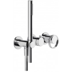 Shower tap Wall-mounted external part 2 way 3 holes material: Brass mixer with hand shower, hose and holder, color: Chrome surface: Glossy Wall-mounted - external part